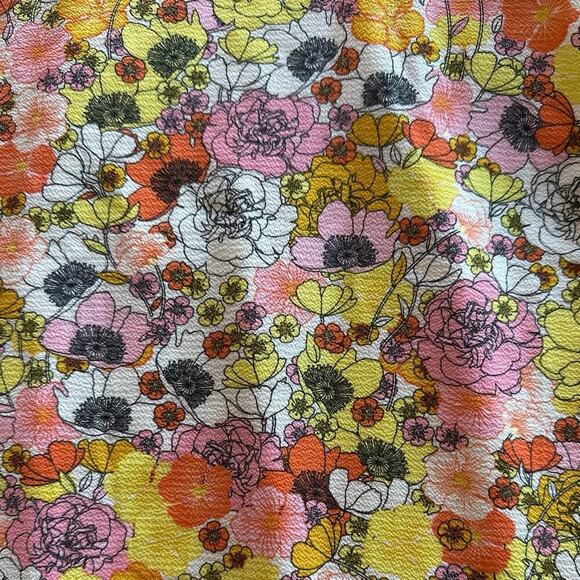 BCBGeneration Yellow Ruffle Floral Print Midi Dress Size Medium Storybook - Picture 5 of 8